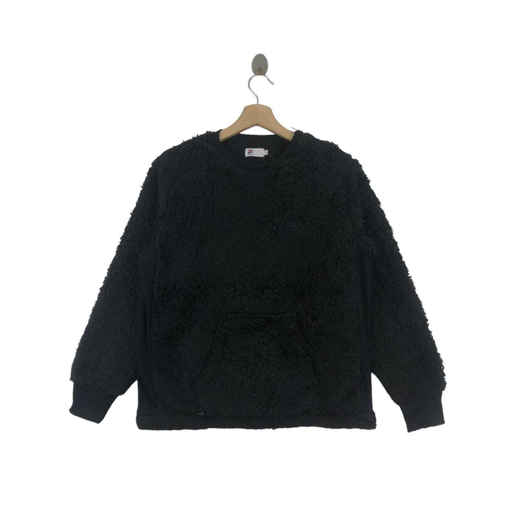 Vtg FILA BIELA ITALIA Deep Pile Sherpa Big Logo Fleece Sweater Pullover
