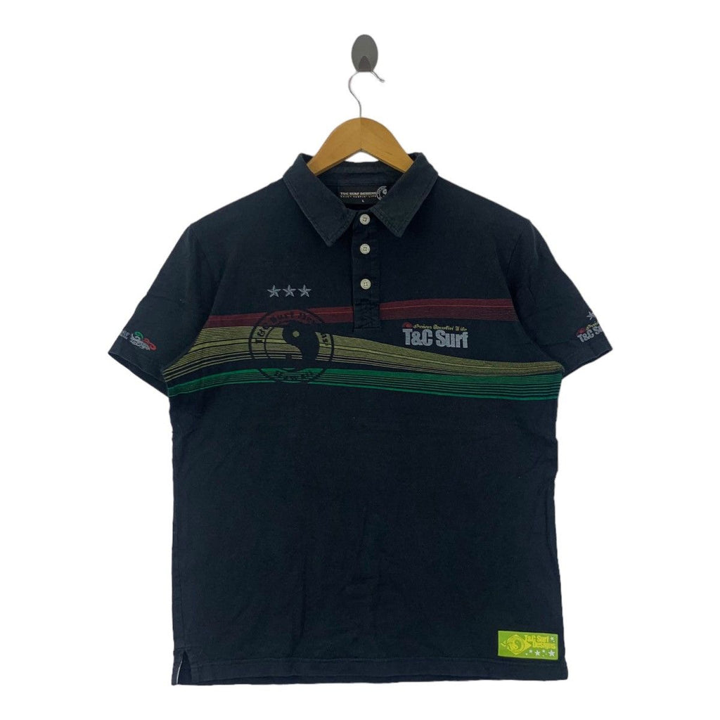 Vintage T&C SURF DESIGNS Hawaii Polo Tee Shirt Town Country Top Beach Summer Vacation