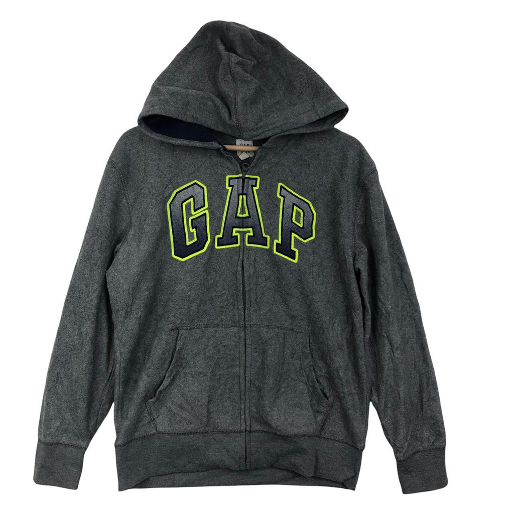 Vtg GAP Green Gray Embroidery Hoodie Zip