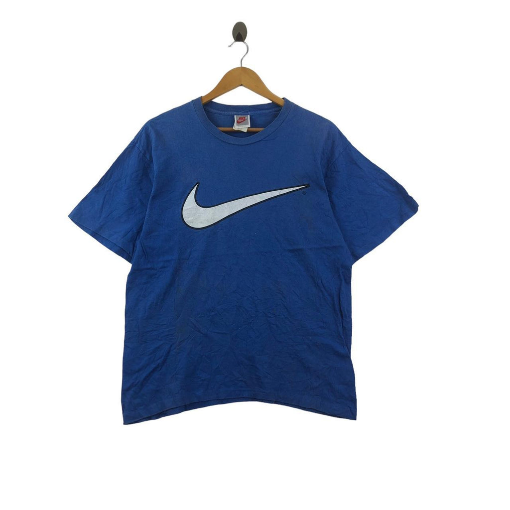 Vintage 90’ NIKE CENTER SWOOSH Logo Made In USA Tee Shirt Gray Tag