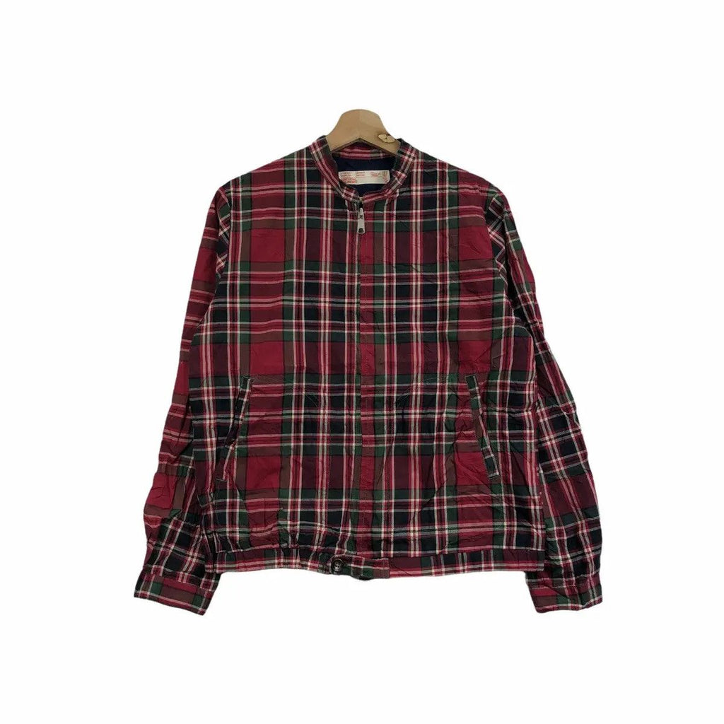 Vtg NATURAL LAUNDRY JAPAN Nova Checks Jacket Plaids Cotton Sweater Zipper Windbreaker