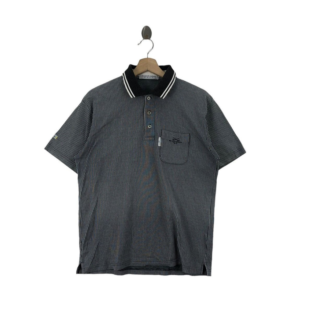Vintage HIROMICHI NAKANO GOLF Collection Polo Tee Shirt Striped Pocket Collar