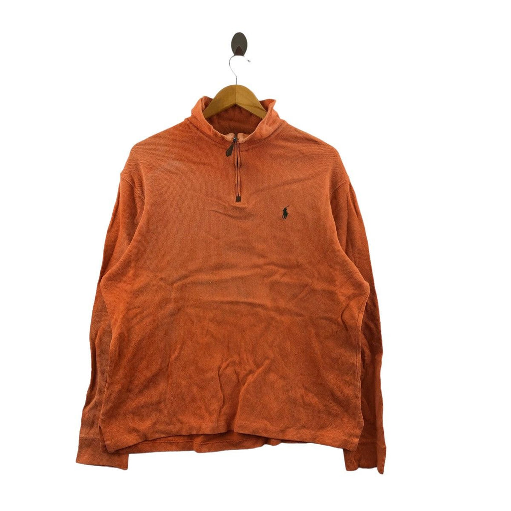Vintage 90’ POLO RALPH LAUREN Half Zipper Sweatshirt Distress Small Pony Sweater