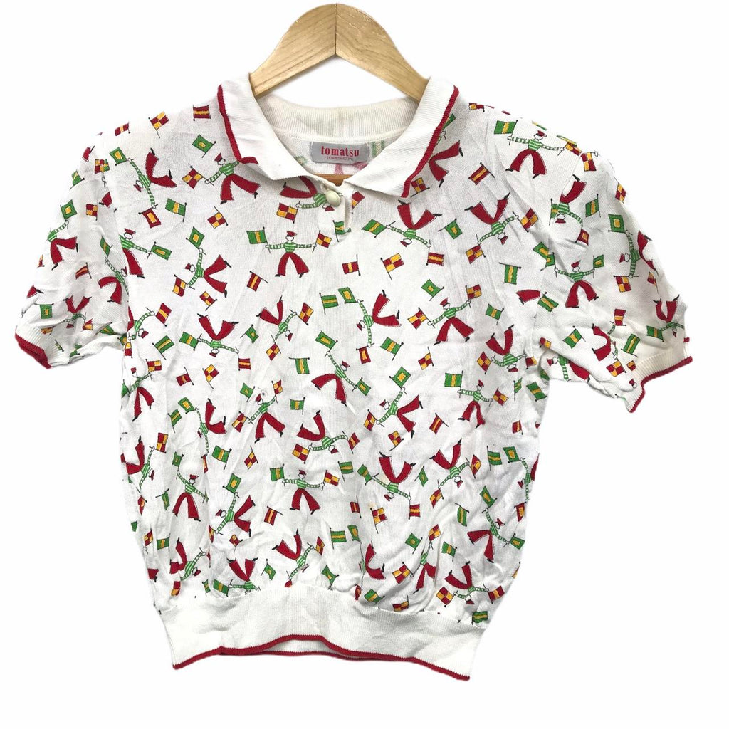 Vintage 1971 TOMATSU FLORAL WHITE shirt  Crewneck Sweatshirt Sweater