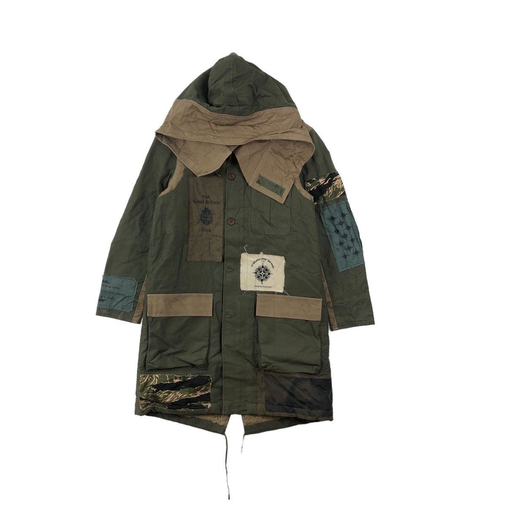 AND ALSO JAPAN Dole Project Patchwork Trench Coat Parka Cape Hoodie Windbreaker