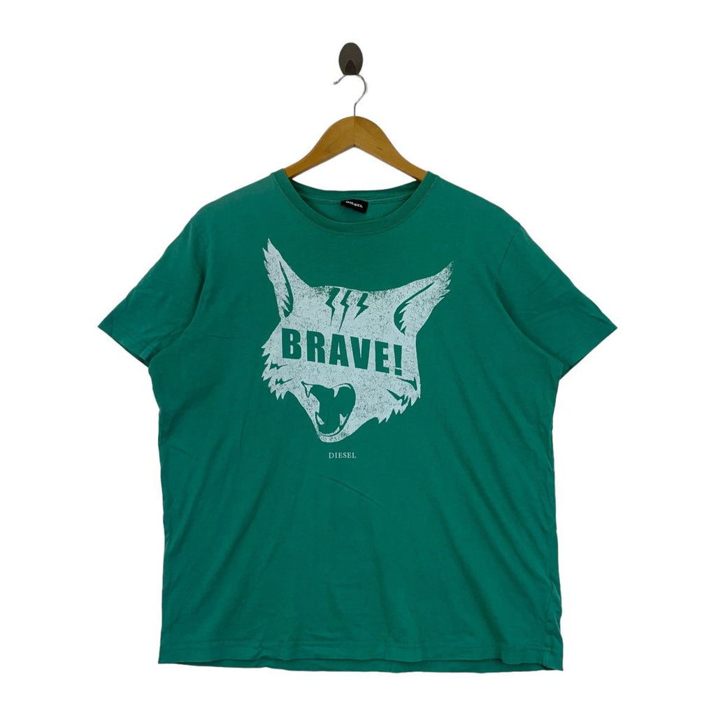 DIESEL ITALY BRAVE Wild Cat Independent Tee Shirt Top Cartoon Illustration