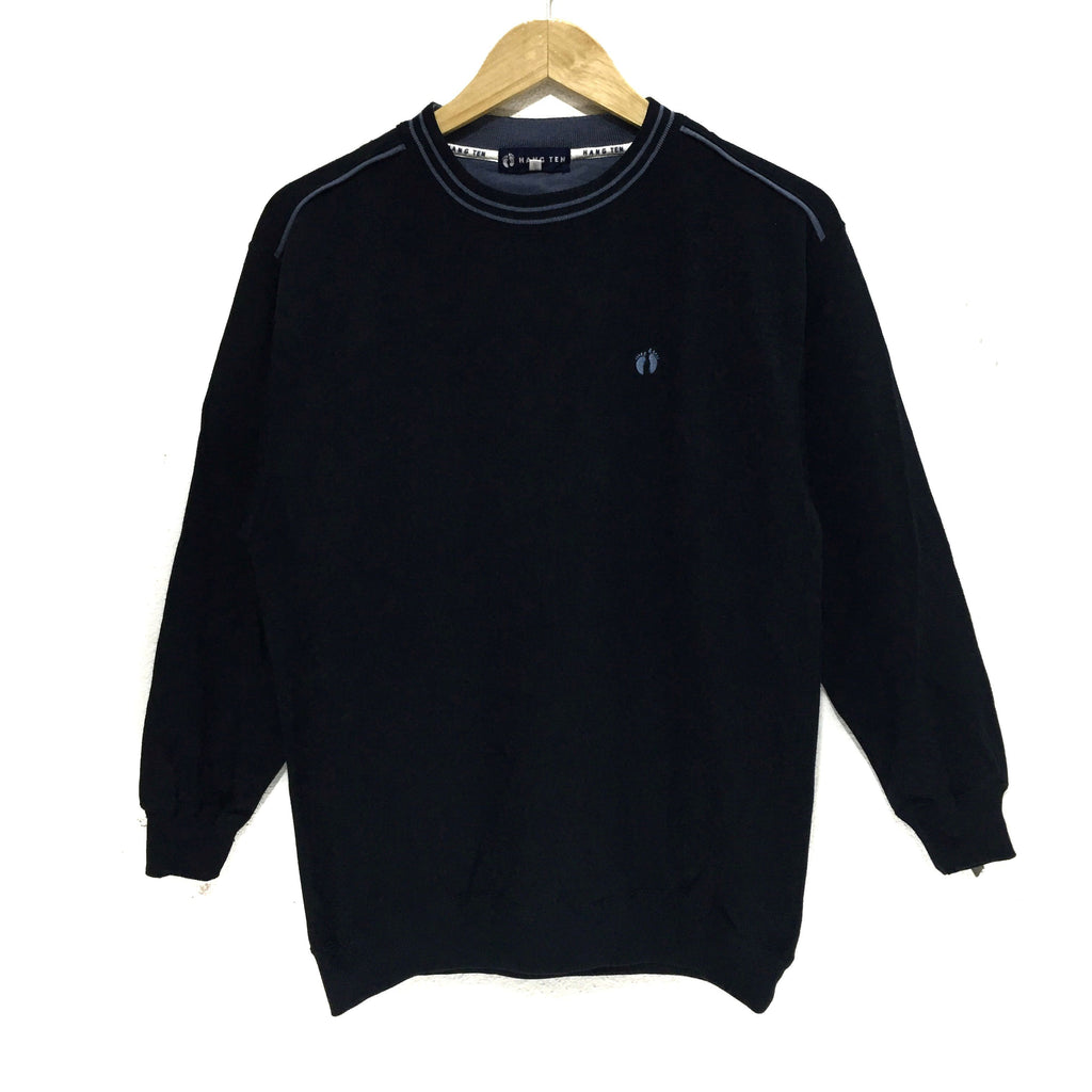 HANG TEN Dark Blue Sweatshirt Minimalist Logo Pullover Jumper Outdoor Crewneck Sweater