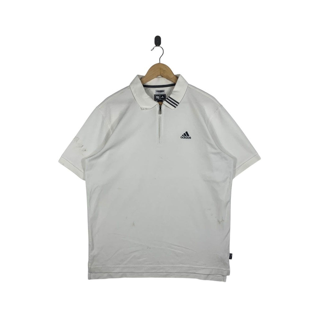 Vintage ADIDAS EQUIPMENT CLIMALITE Fabric Polo Tee Shirt Top Half Zipper Embroidered Logo