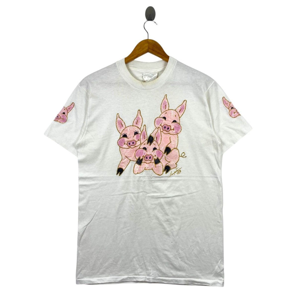 Vintage 90’ ELEGANT ACCESSORIES INC Texas Pig Tee Shirt Top Hand Print