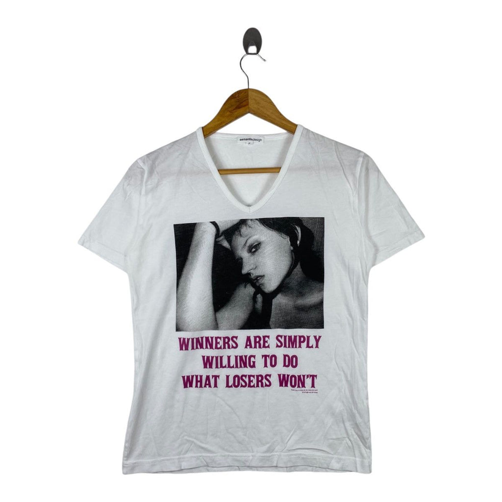 SEMANTIC DESIGN JAPAN Winners Losers Punk Tee Shirt Top V Neck Harajuku Designer