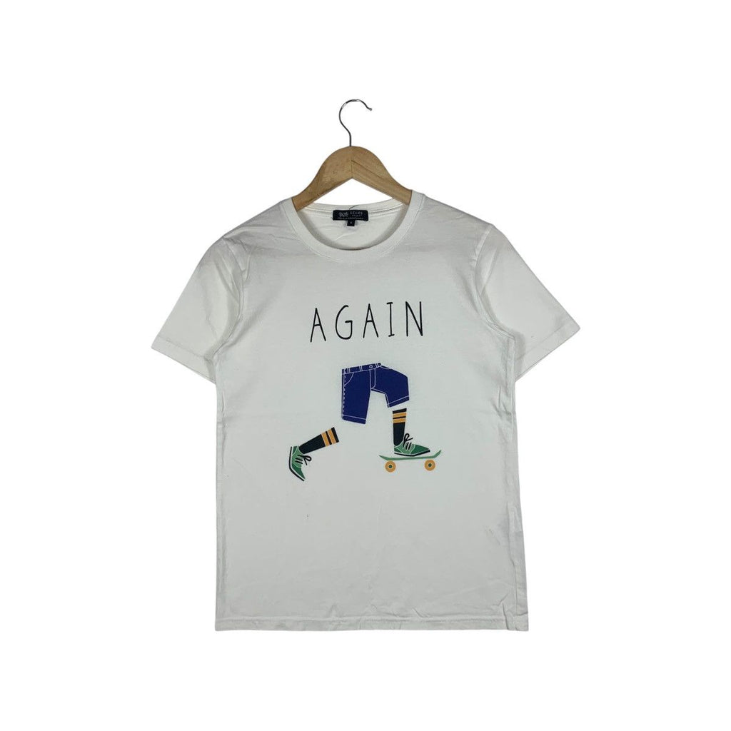 BEAMS PLUS HEART Collection Skateboard Try Again Tee Shirt Top Art For Everyday