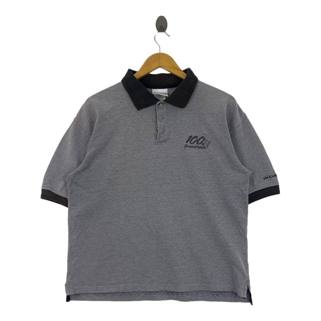 Vintage DISNEY MICKEY MOUSE 100th Anniversary Polo Tee Shirt Top Themepark Disneyland