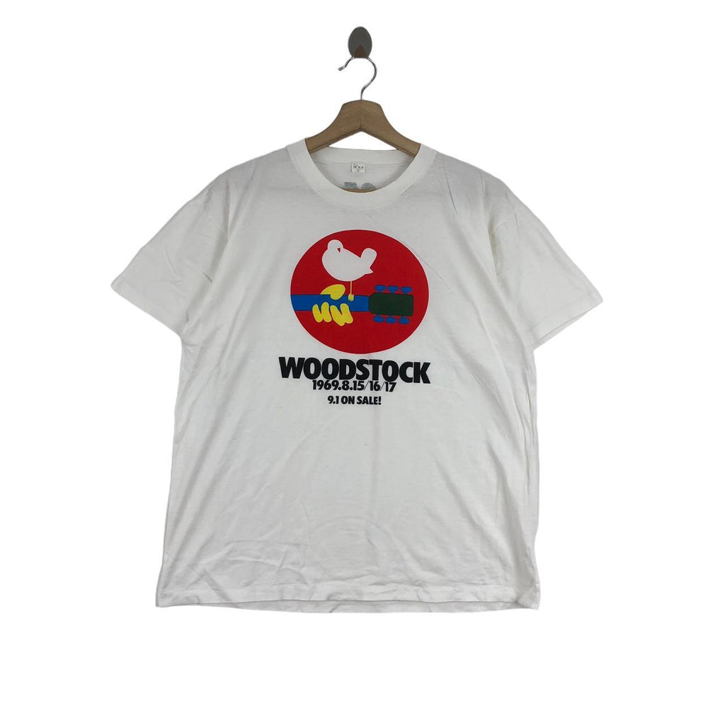 Vintage 90s WOODSTOCK 1969 Logo Print Classic Music Festival White Tee