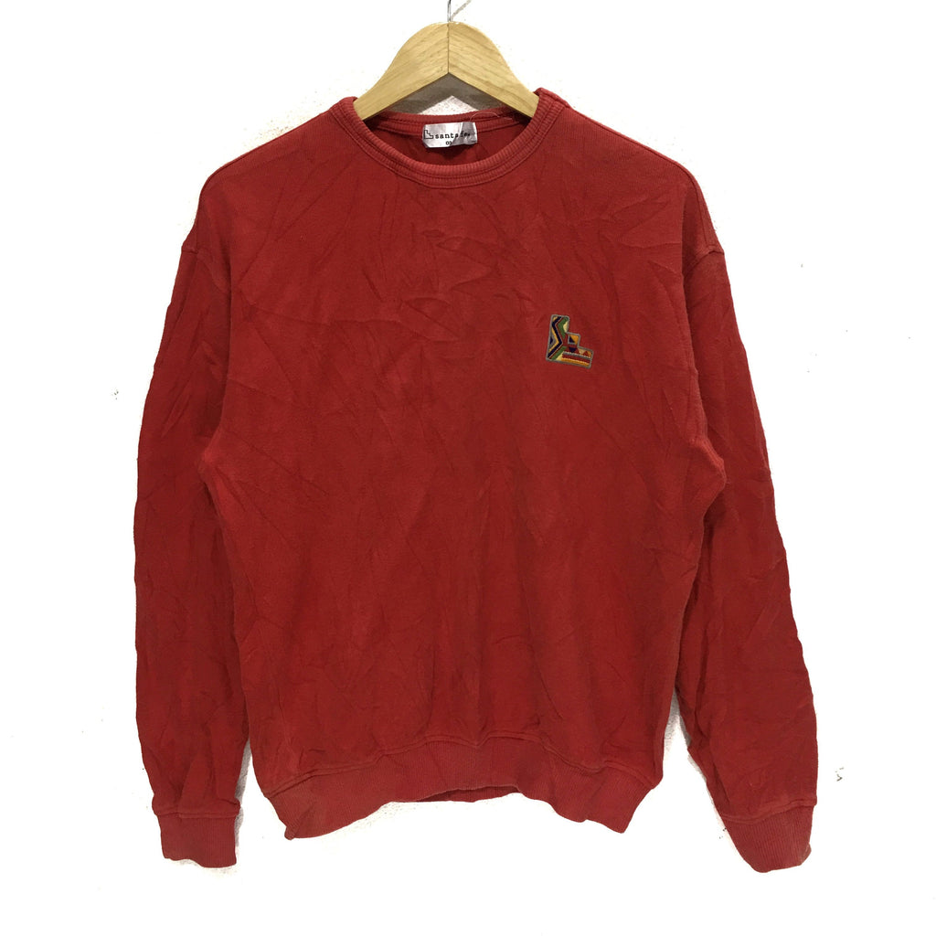 Vintage SANTA FE Made In Japan Sweatshirt Minimalist Logo Pullover Jumper Red Crewneck Sweater