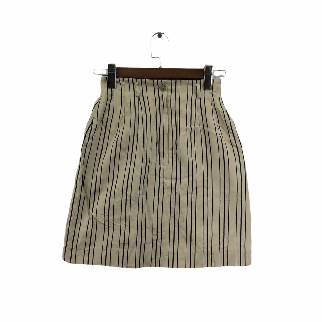 Vintage ELLE PARIS GOLF Striped Beige Mini Skirt Bottom A Line