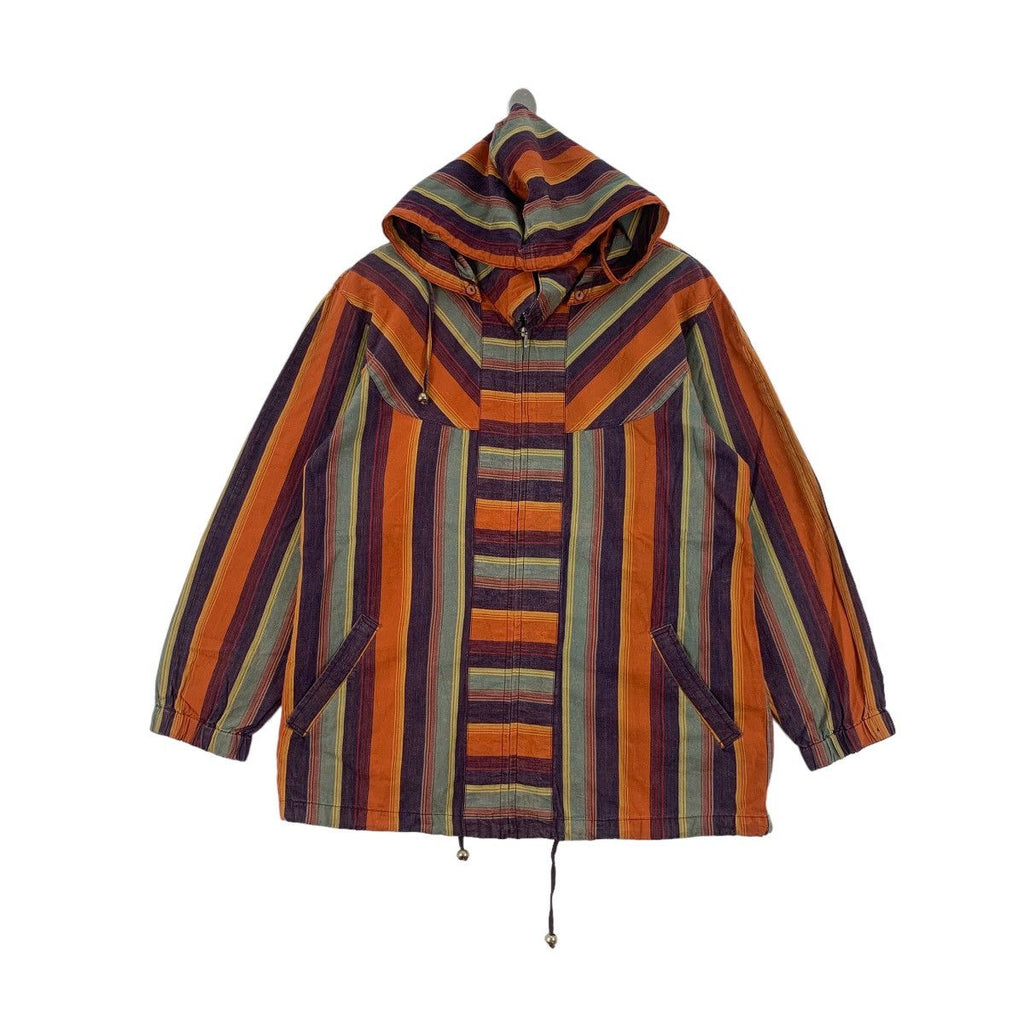 Vintage AURORA JAPAN DESIGNER Striped Art Tartan Jacket Parka Hoodie Windbreaker
