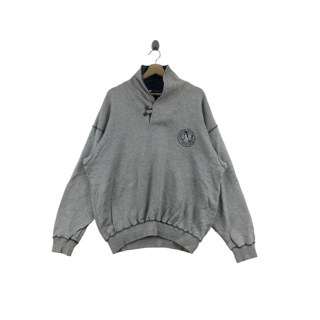 Vintage CHAPS RALPH LAUREN Embroidered Swan Henley Sweater Crewneck Pullover Jumper