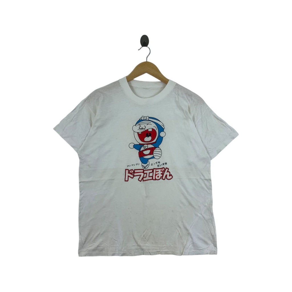 Vintage 90’ DORAEMON FUJIKO FUJIO I Love It Kanji Tee Shirt Top Japanese Cartoon