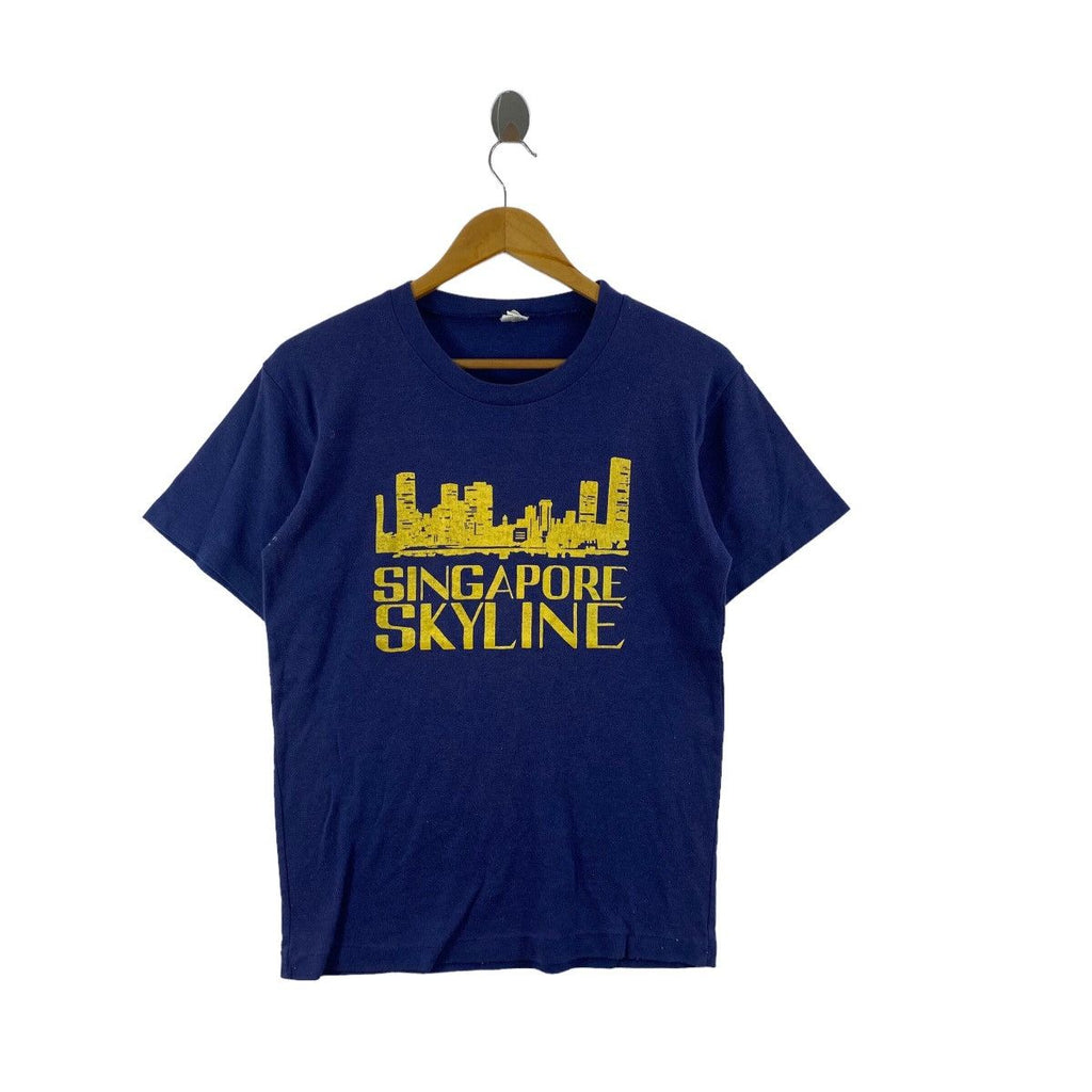 Vintage 80’ SINGAPORE SKYLINE Hand Panting Tee Shirt Top