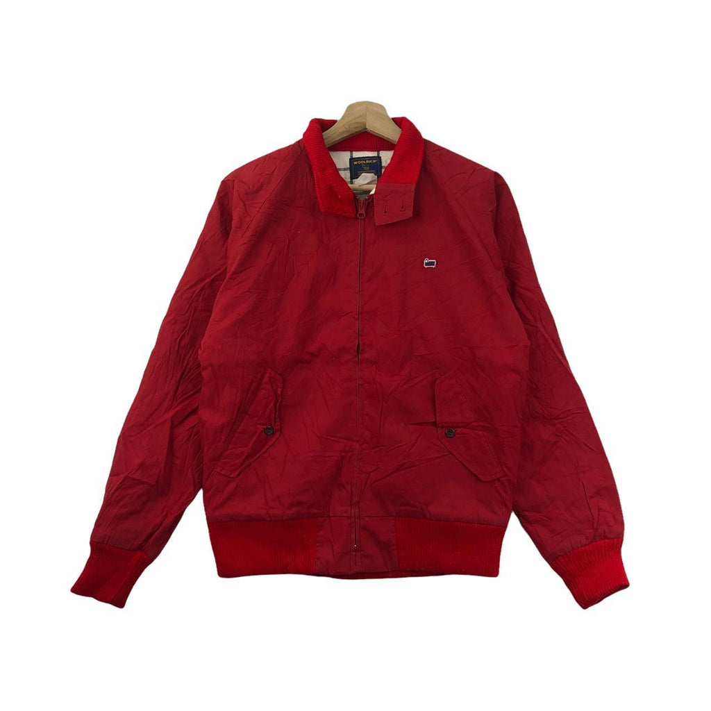 Vtg 90’ WOOLRICH USA WOOLLEN Harrington Jacket Red Windbreaker Mills Outdoor Camping