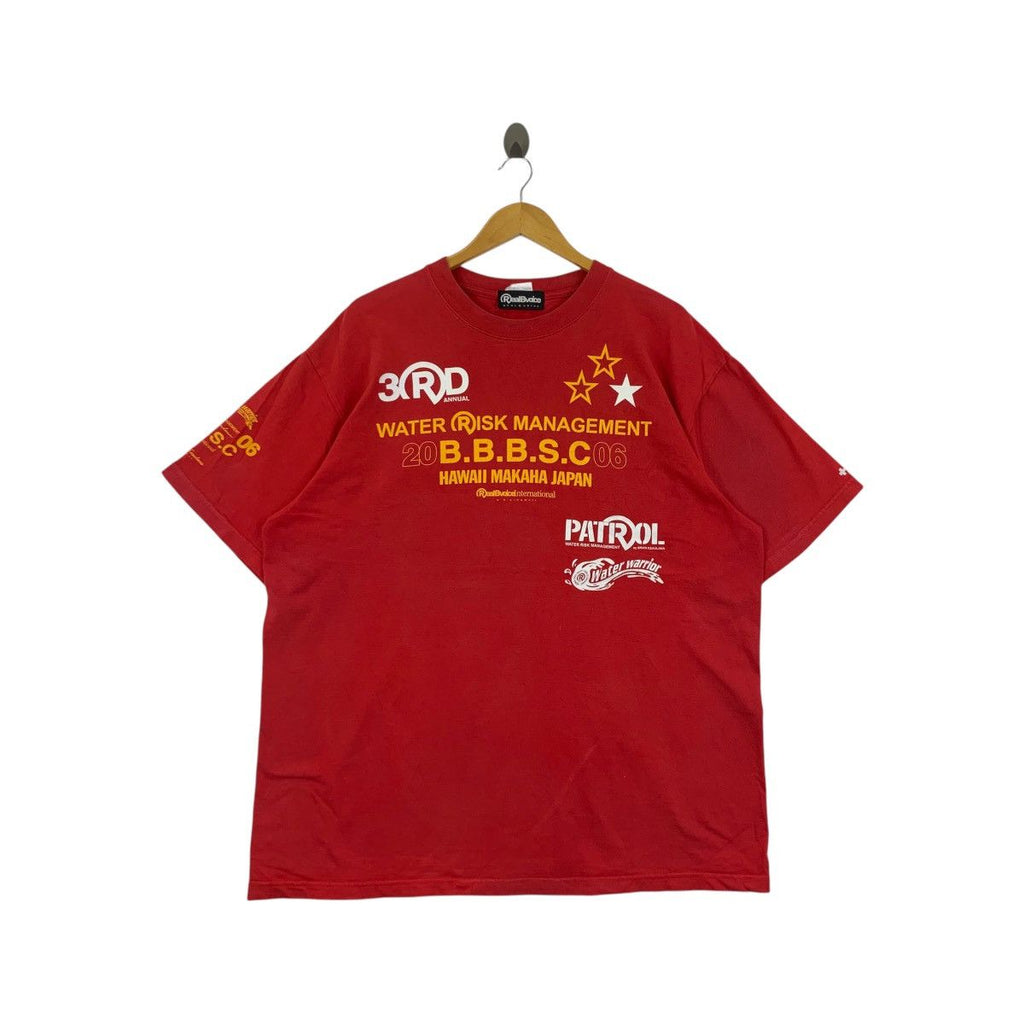 Vintage REAL BEVOICE 2006 Big Board Surfing Classic Tee Shirt Top Competition Sponsor Ads