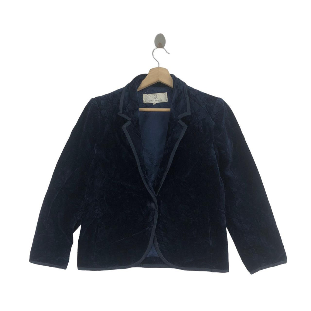 Vtg 80’ KARL LAGERFELD KL Collection Velvet Tweed Jacket Coat Cardigan