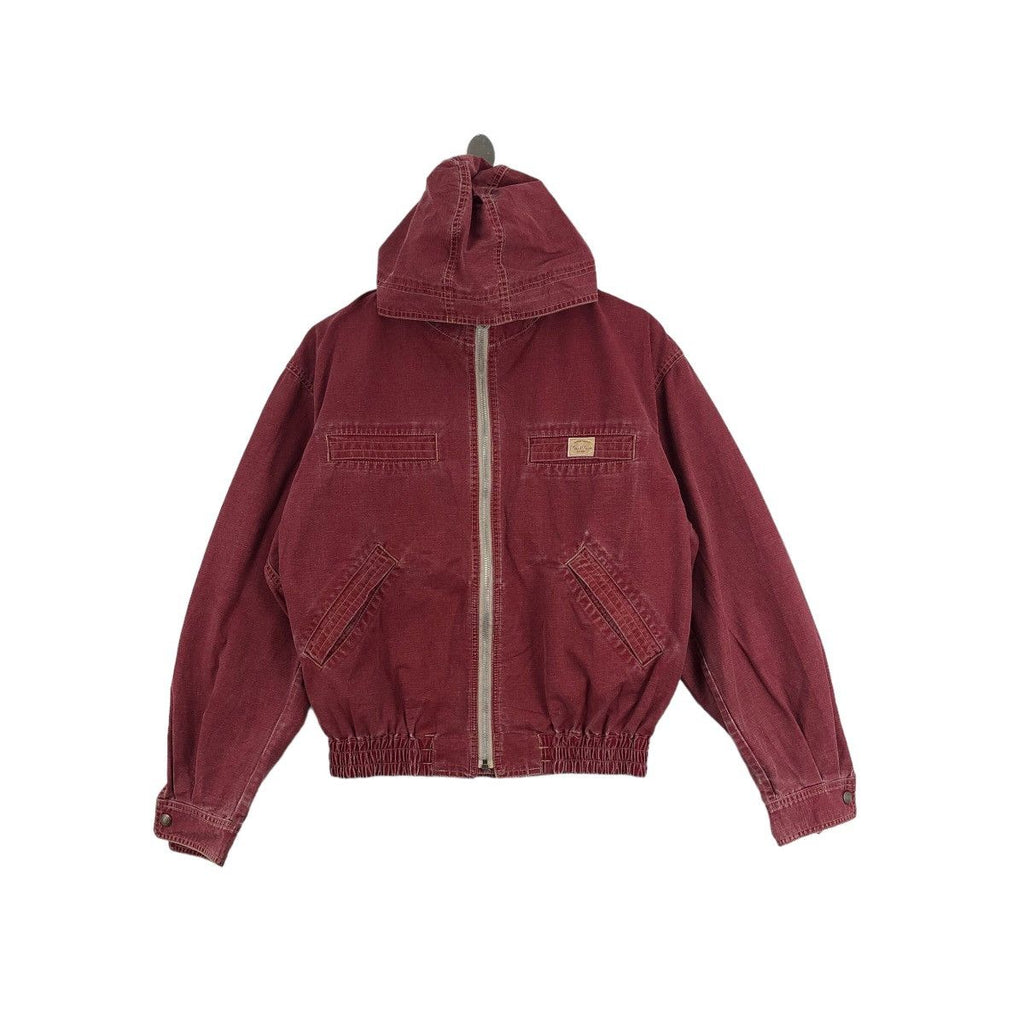 Vintage MAUL RUCK Red Denim Jeans Hooded Bomber Jacket