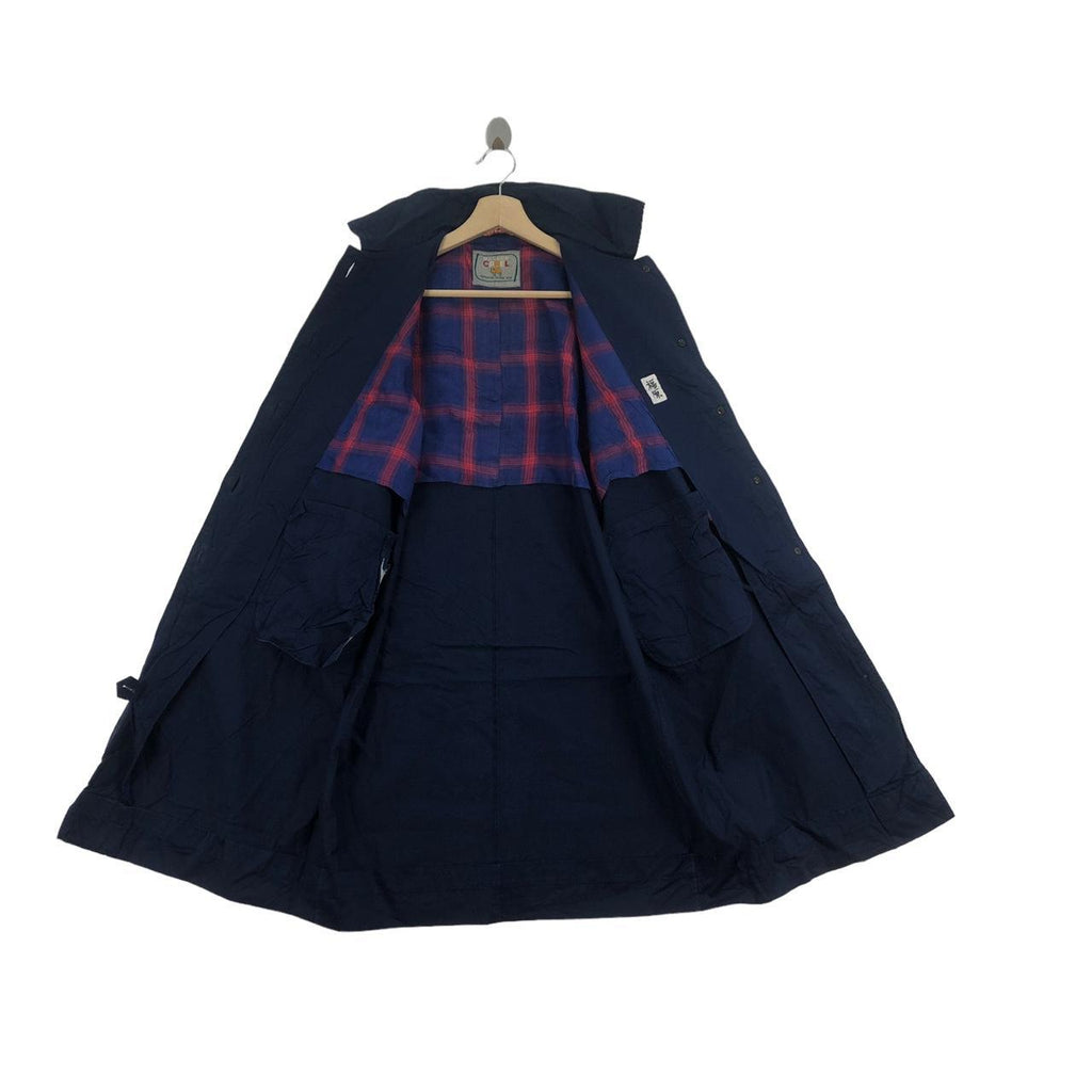 Vintage 90’ GOLDEN CAMEL Blue Cotton Trench Coat Parka Windbreaker Outdoor