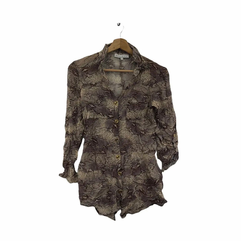 Vintage HEIDI KLEIN PARIS Crocodile Abstract Blouse Top Button Down Shirt