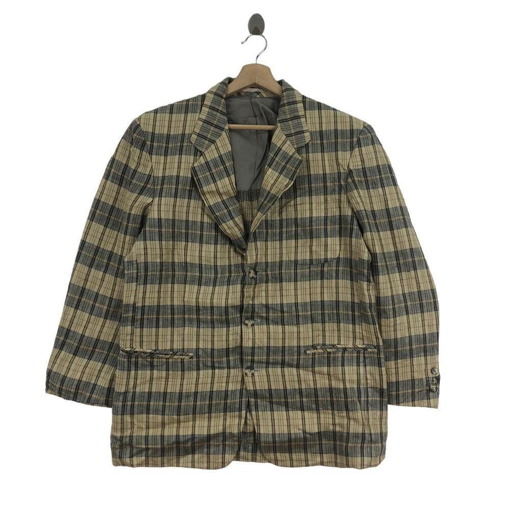 Vtg 90’ VALENTINO GARAVANI ITALY Tartan Striped Blazer Coat Formal Meeting