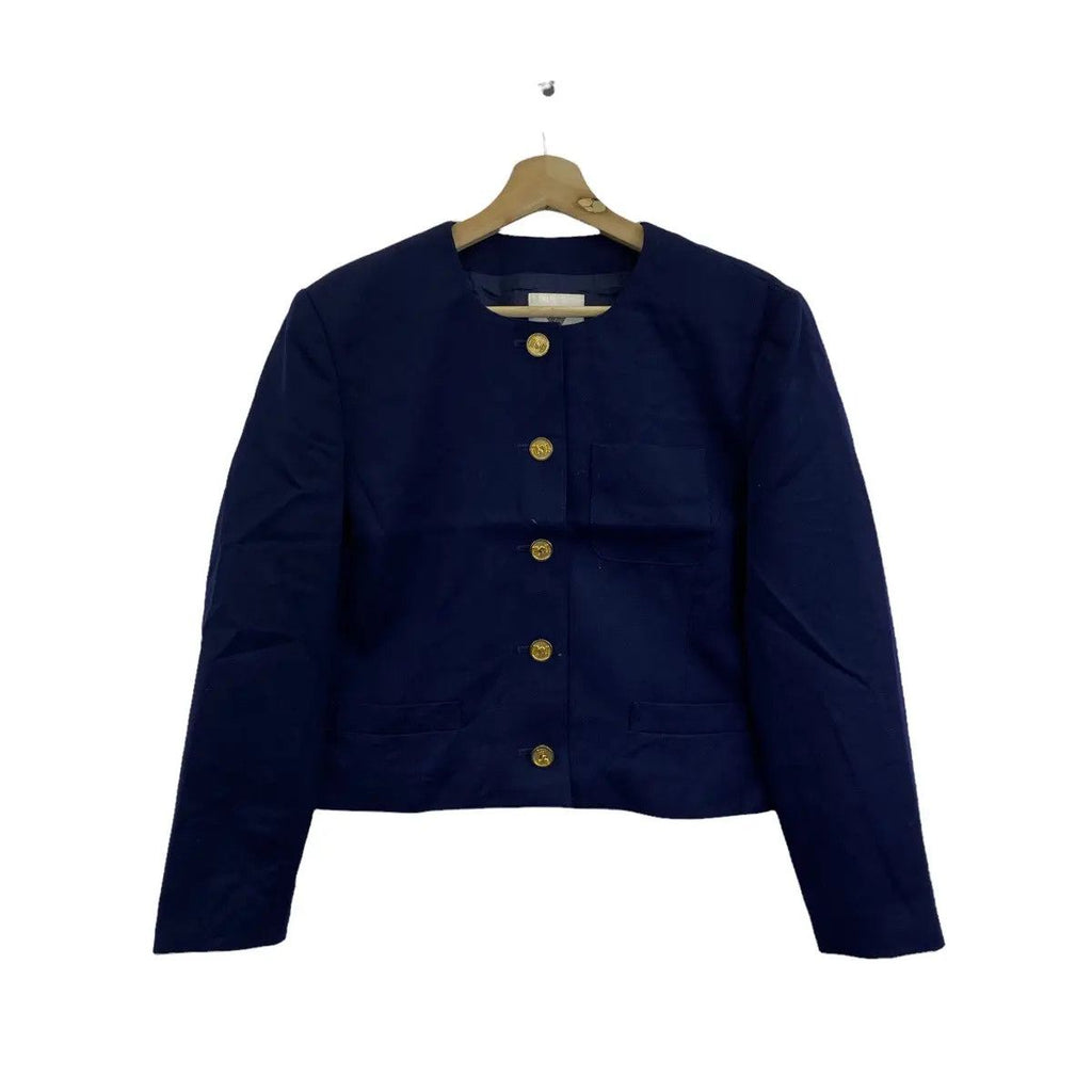 Vintage ELLE PARIS SPORTS Collection Gold Stamp Button Cardigan Blouse Jacket Coat