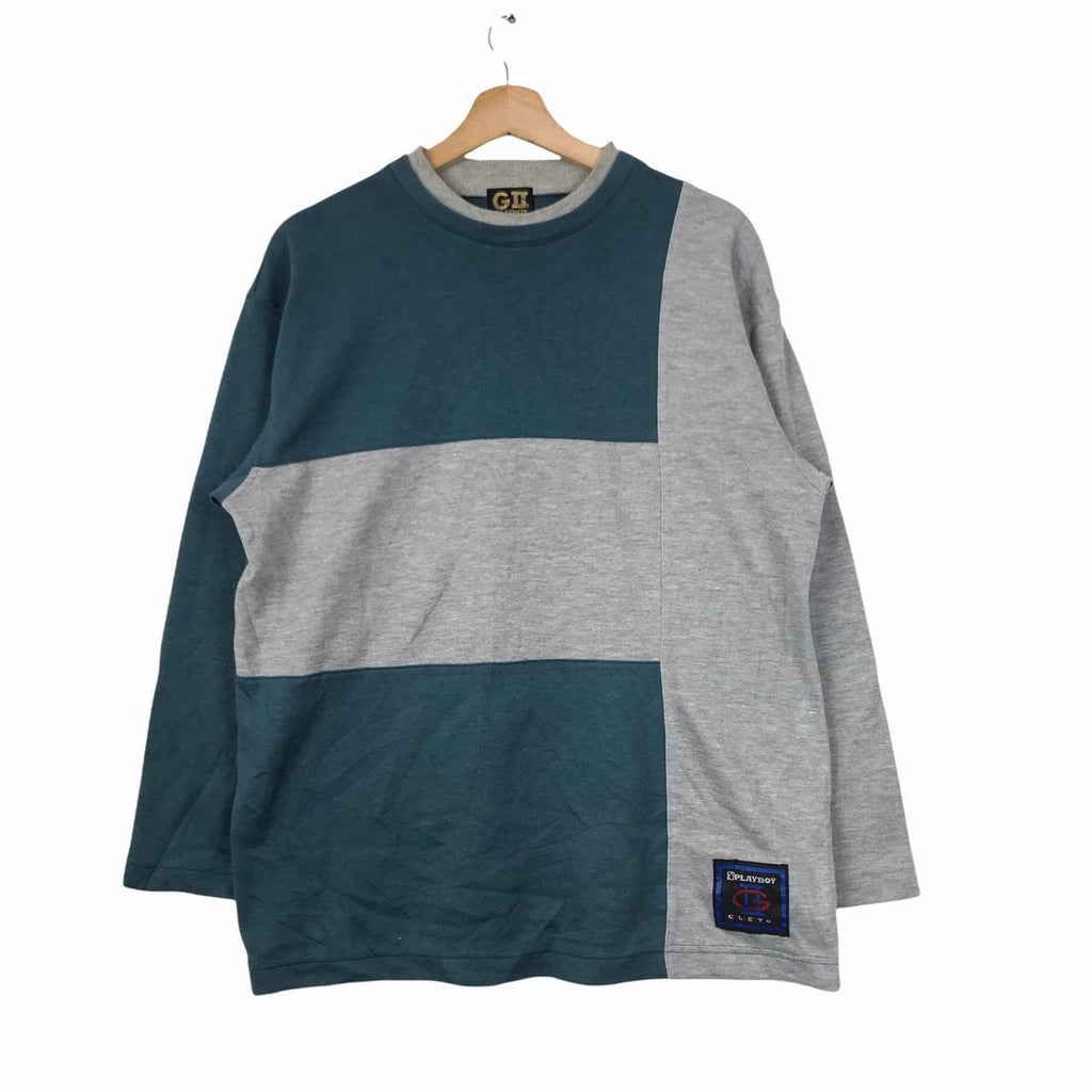 vtg PLAYBOY MAGAZINE Minimalist Design Striped Sweatshirt Crewneck Pullover Sweater