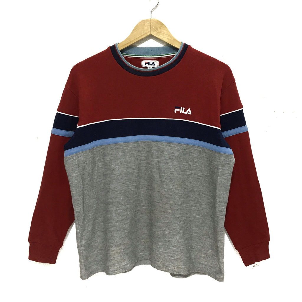 FILA BIELLA ITALIA Embroidered Logo Sweatshirt Pullover Jumper Running Crewneck Sweater