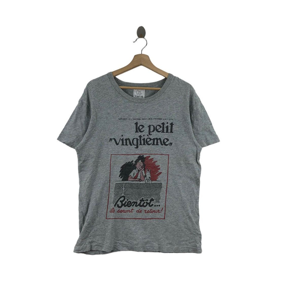 Vintage The Adventures Of TINTIN LE PETIT VINGTIEME Tee Shirt Cartoon Series Georges Remi Herge