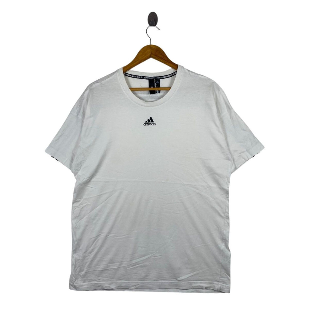 ADIDAS EQUIPMENT SPORTSWEAR Center Logo Tee Shirt Top White Plain