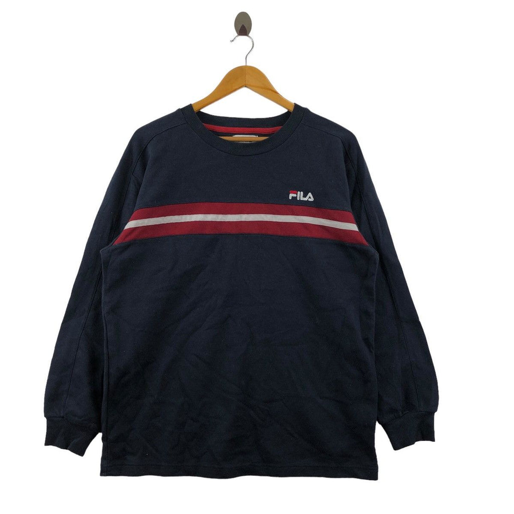 Vintage FILA ITALIA Embroidered Logo Striped Baggy Sweatshirt Sweater Pullover Jumper