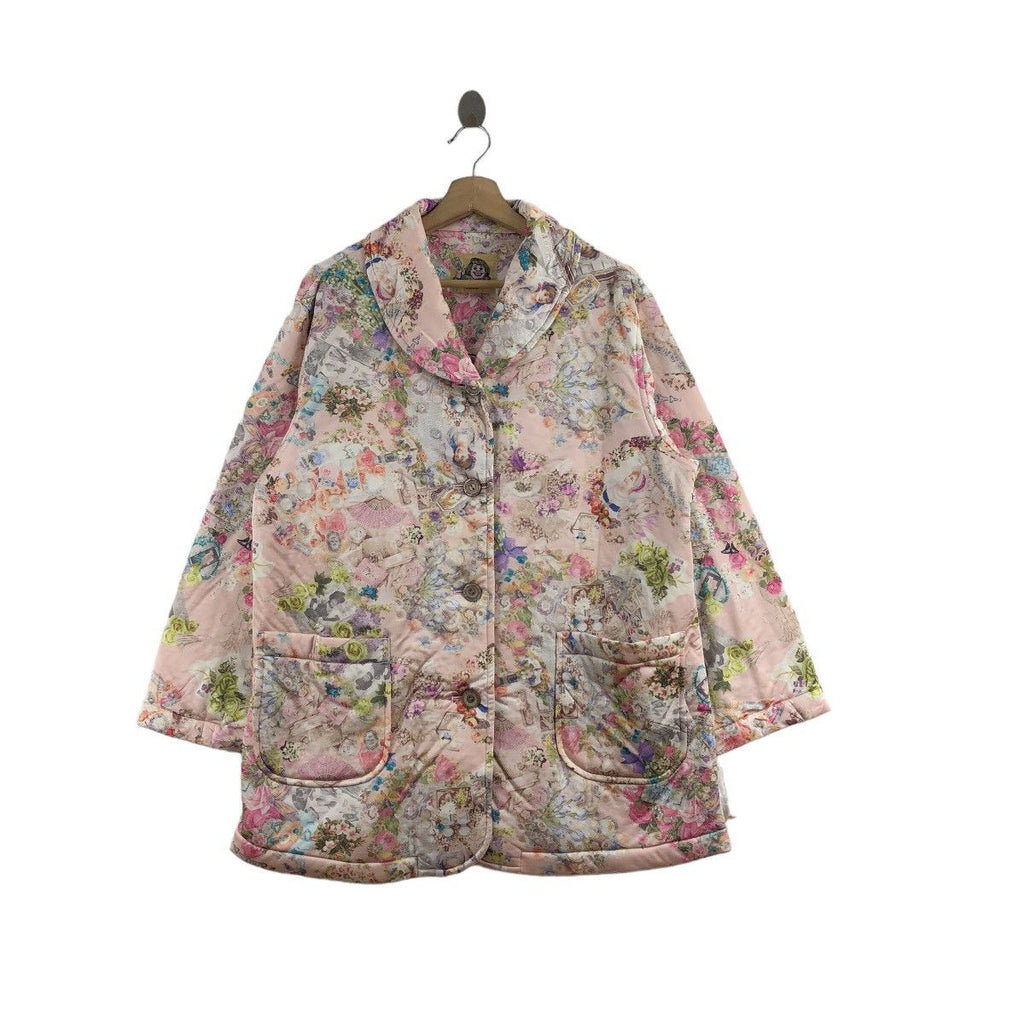 Vintage TUNIC JAPAN PAINTING All Over Print Floral Jacket Coat Windbreaker