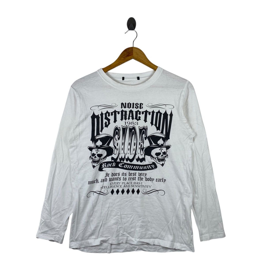 JAPAN NOISE DISTRACTION Rock Community Skull Tee Shirt Top Bones Cross