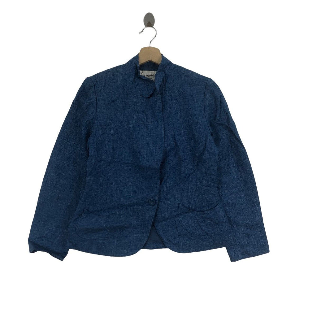 Vintage JUN ASHIDA TOKYO PARIS Collection Blue Tweed Jacket Coat Blazer Sport Suit Formal