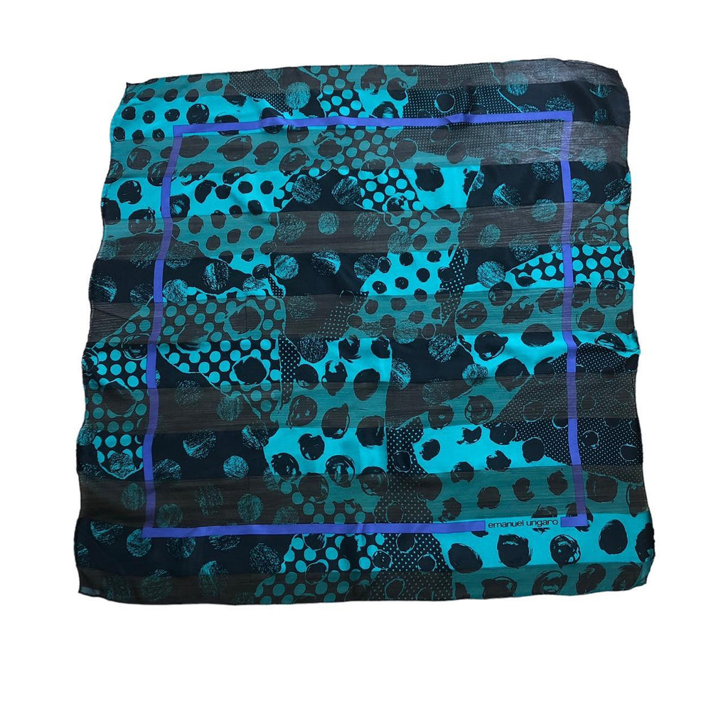Vtg EMANUEL UNGARO SILK Symmetry Scarf Shawl Hand Rolled Neckerchief