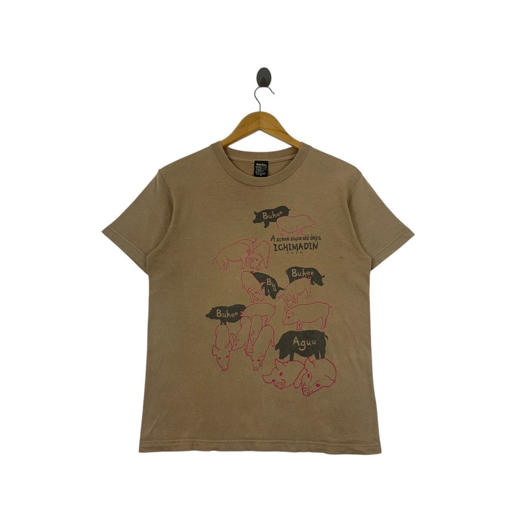 Vintage HABU BOX ICHIMADIN Buhee Aguu Japan Pig Tee Shirt Top Traditional Wagyu