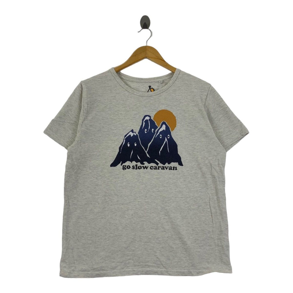 GO SLOW CARAVAN Mountain Nature Outdoor Tee Shirt Top Camping Hiking