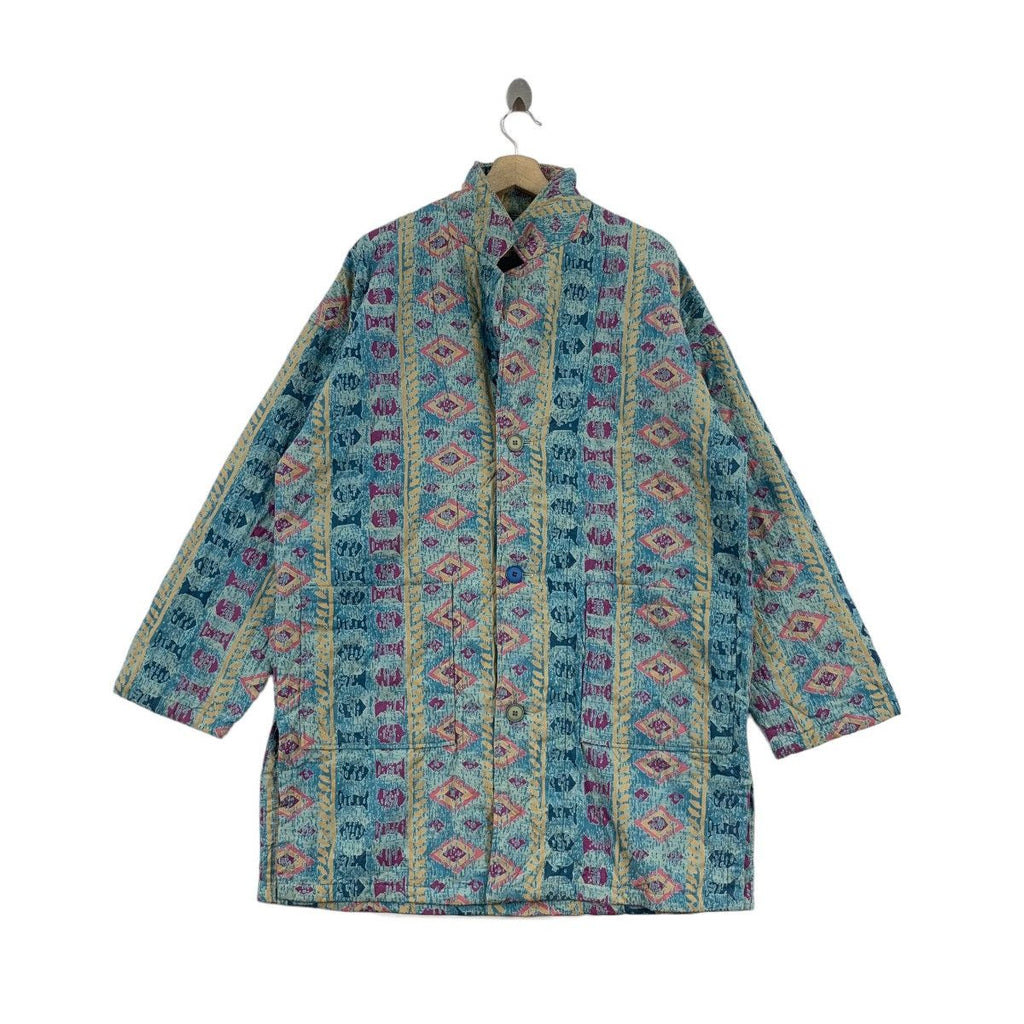 Vintage HIROKO KOSHINO LONDON Floral Paisley Artwork Jacket Trench Coat Parka Autumn Winter Collection