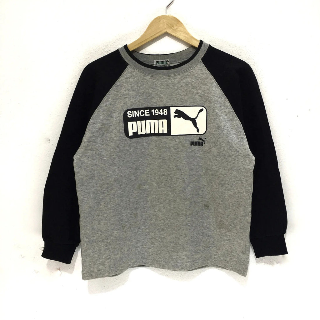 Vintage PUMA BOX LOGO Since 1948 Sweatshirt Raglan Pullover Jumper Sportswear Sweater