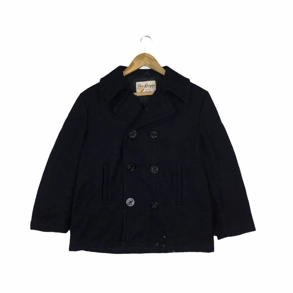Vintage 90' FOX KNAPP Made In USA Peacoat Jacket Blazer Heavy Coat Windbreaker Double Breasted