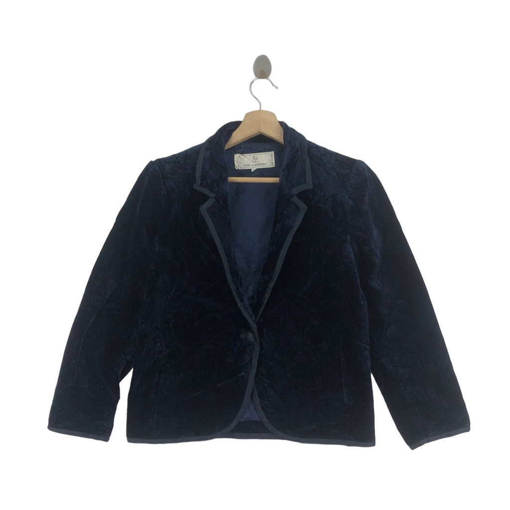 Vintage 80’ KARL LAGERFELD KL Collection Velvet Tweed Jacket Coat Cardigan Overcoat