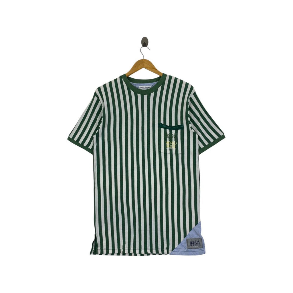 Vintage WORLD POLO CHAMPIONSHIP Striped Tee Shirt Top Embroidered Logo