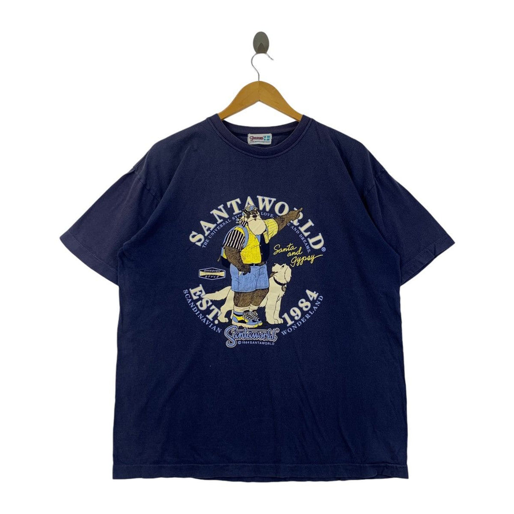 Vintage 1984 SANTA WORLD GYPSY Natural Faded Tee Shirt Top Dog Companion