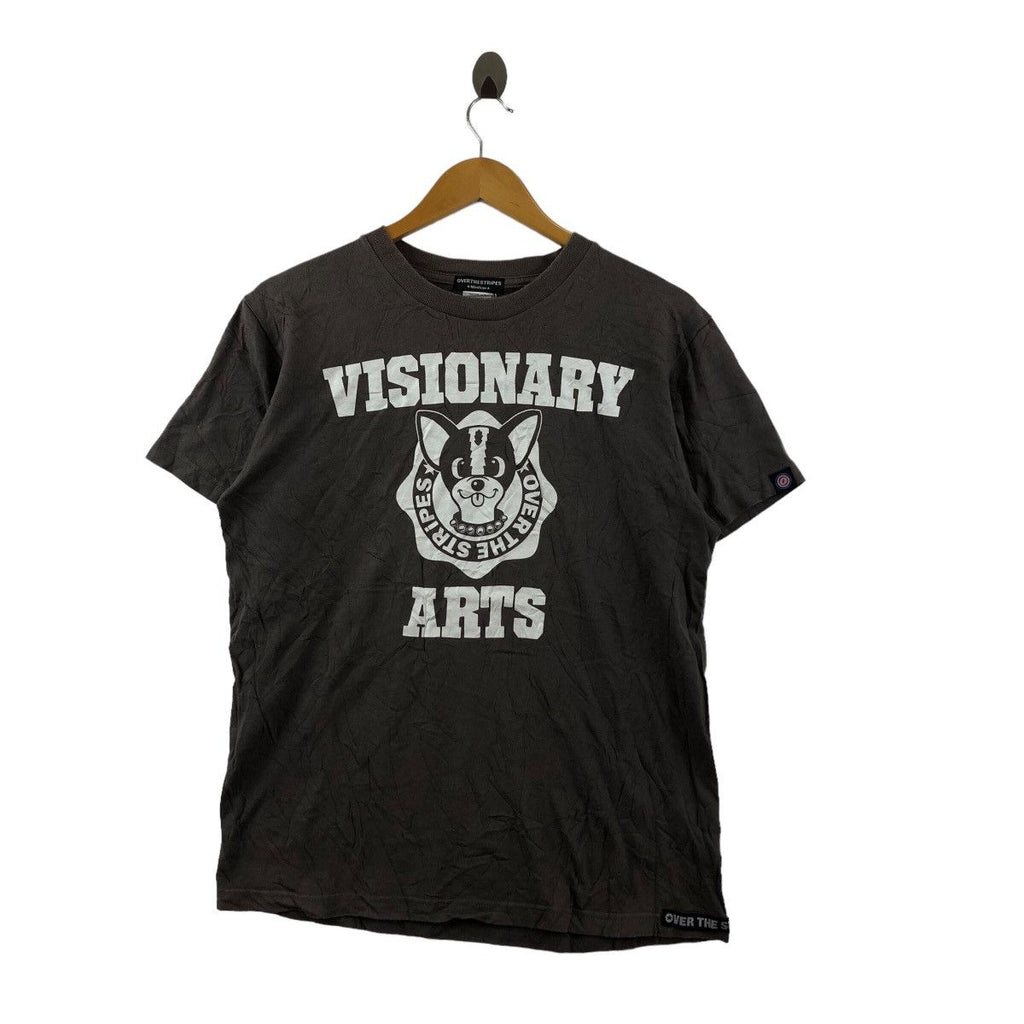 Vintage OVER THE STRIPES Visionary Arts Dog Pet Tee Shirt Harajuku Japan Streetwear