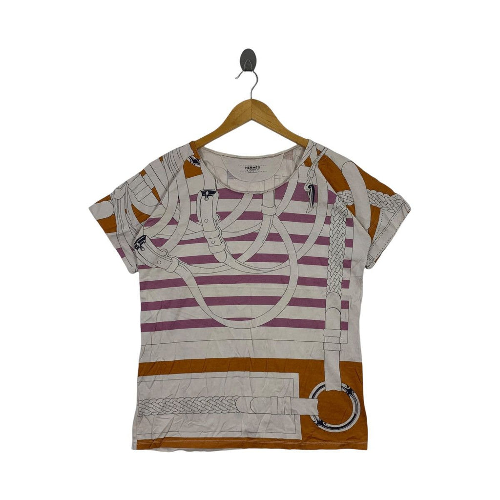 Vintage HERMES PARIS BAROQUE Made In France Tee Shirt Top Blouse Over Print